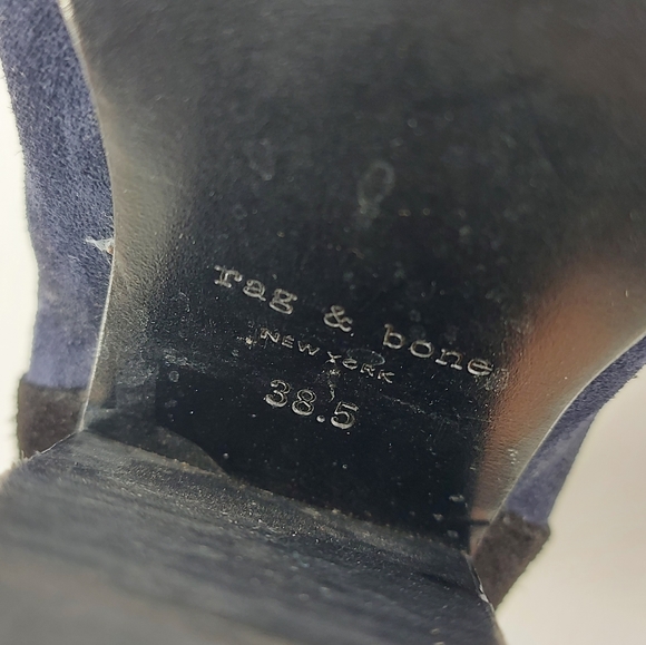 rag & bone Newbury Suede Ankle Heeled Black and Blue Suede Booties - Picture 8 of 9